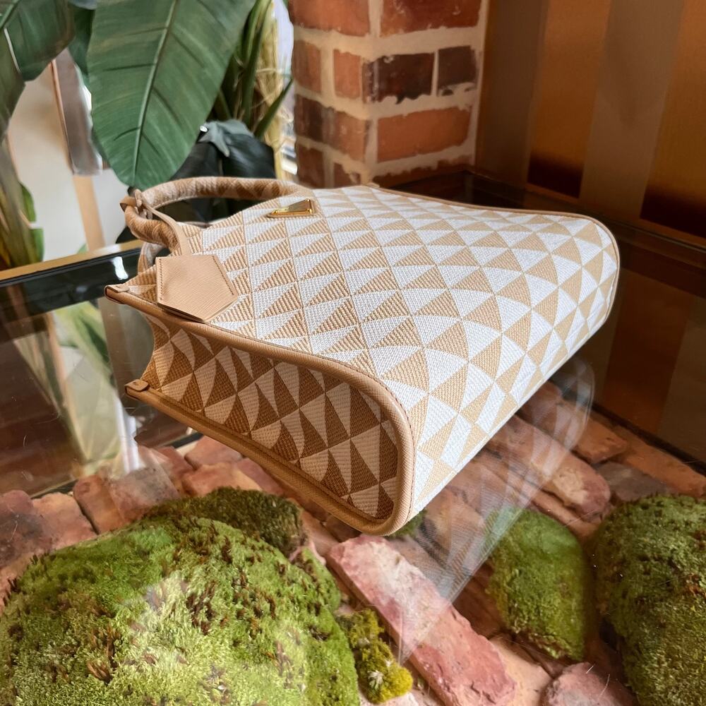 PRADA Symbole Shopper Small Beige Jacquard Tote - Picture 4 of 9